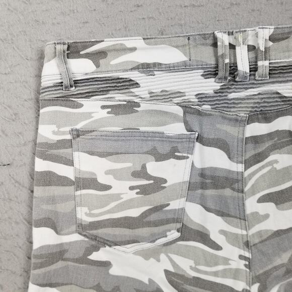 XRAY Jeans Shorts Mens 36 Gray Camo Denim Moto Biker Stretch Ribbed Five Pocket - Picture 9 of 16